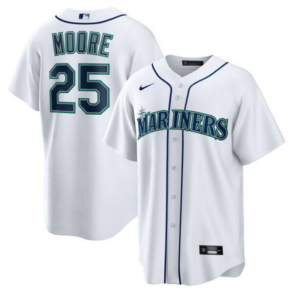 Men's Seattle Mariners Dylan Moore Nike White Home Replica Jersey