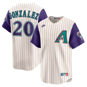 Men's Arizona Diamondbacks Luis Gonzalez Nike Cream Throwback Cooperstown Collection Limited Jersey