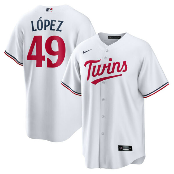 Men's Minnesota Twins Pablo Lï¿½pez Nike White Home Replica Player Jersey