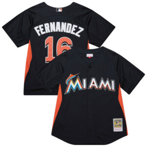 Men's Miami Marlins Jose Fernandez Mitchell & Ness Black Batting Practice Jersey