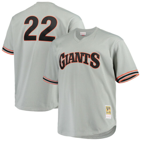 Men's San Francisco Giants Will Clark Mitchell & Ness Gray Big & Tall Cooperstown Collection Mesh Batting Practice Jersey
