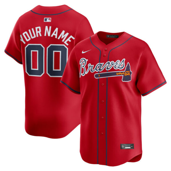 Men's Atlanta Braves Nike Red Alternate Limited Custom Jersey