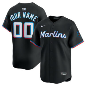 Men's Miami Marlins Nike Black Alternate Limited Custom Jersey