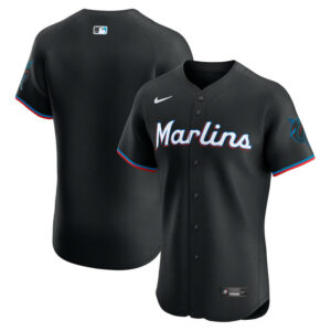 Men's Miami Marlins Nike Black Alternate Vapor Premier Elite Patch Jersey