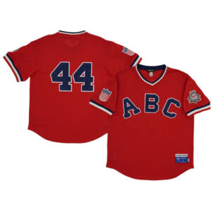 Men's Atlanta Black Crackers #44 Rings & Crwns Red Mesh Replica V-Neck Jersey