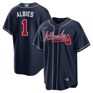 Men's Atlanta Braves Ozzie Albies Nike Navy Alternate Replica Player Name Jersey
