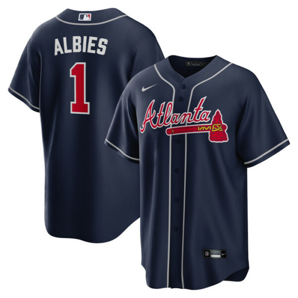 Men's Atlanta Braves Ozzie Albies Nike Navy Alternate Replica Player Name Jersey