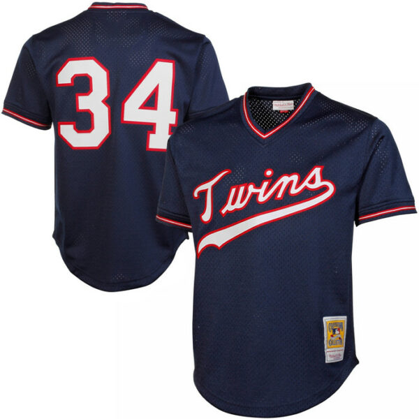 Men's Minnesota Twins Kirby Puckett Mitchell & Ness Navy 1985 Cooperstown Collection Mesh Batting Practice Jersey