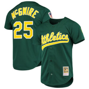 Men's Athletics Mark McGwire Mitchell & Ness Green 1997 Cooperstown Collection Jersey