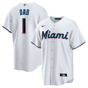Men's Miami Marlins Nike White #1 Dad Home Replica Jersey