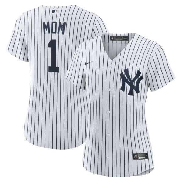 Women's New York Yankees Nike White #1 Mom Home Replica Jersey