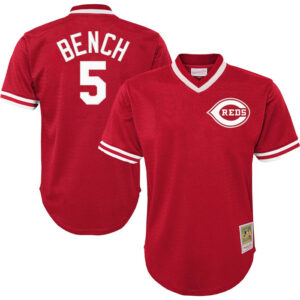 Youth Cincinnati Reds Johnny Bench Mitchell & Ness Red Cooperstown Collectionï¿½Mesh Batting Practice Jersey
