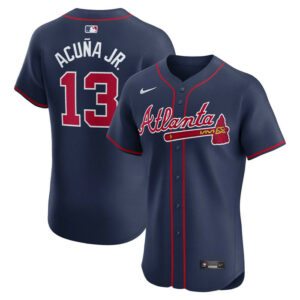 Men's Atlanta Braves Ronald Acuna Jr. Nike Navy Alternate Elite Player Jersey