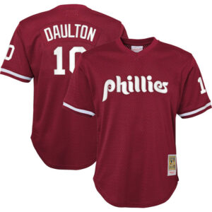 Youth Philadelphia Phillies Darren Daulton Mitchell & Ness Burgundy Cooperstown Collectionï¿½Mesh Batting Practice Jersey