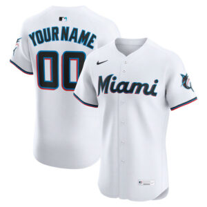 Men's Miami Marlins Nike White Home Elite Custom Jersey