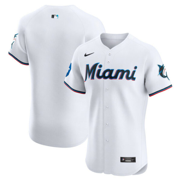 Men's Miami Marlins Nike White Home Elite Patch Jersey