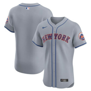 Men's New York Mets Nike Gray Road Vapor Premier Elite Patch Jersey