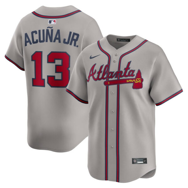 Men's Atlanta Braves Ronald Acuna Jr. Nike Gray Road Limited Player Jersey
