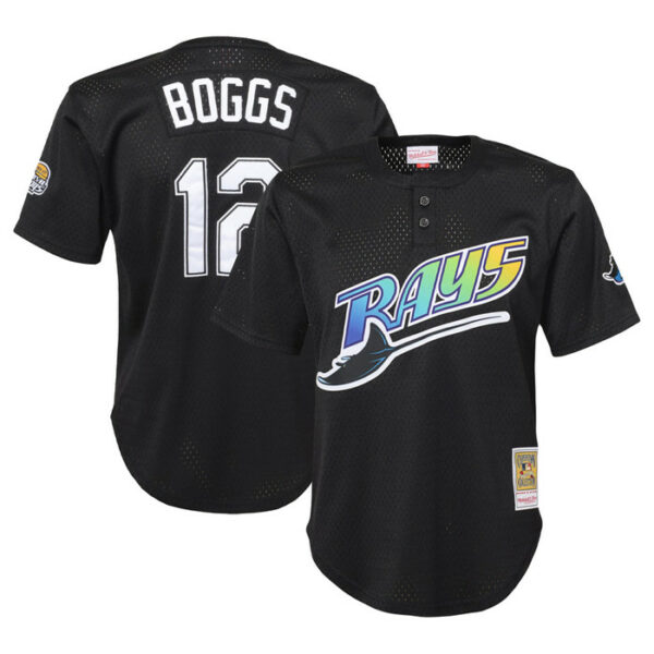 Youth Tampa Bay Rays Wade Boggs Mitchell & Ness Black Cooperstown Collectionï¿½Mesh Batting Practice Jersey
