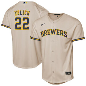 Youth Milwaukee Brewers Christian Yelich Nike Cream Home Replica Player Jersey