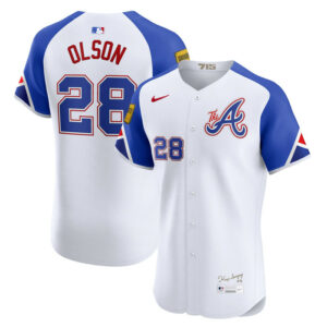 Men's Atlanta Braves Matt Olson Nike White City Connect Elite Jersey