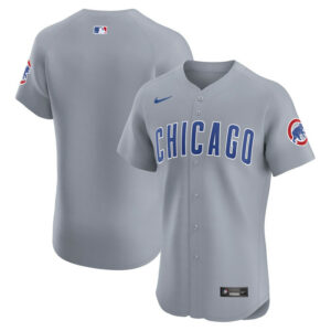 Men's Chicago Cubs Nike Gray Road Vapor Premier Elite Patch Jersey