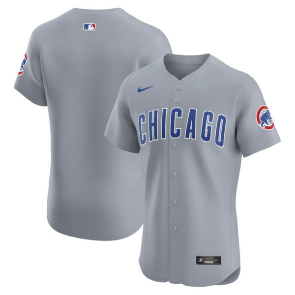 Men's Chicago Cubs Nike Gray Road Vapor Premier Elite Patch Jersey
