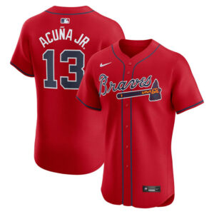 Men's Atlanta Braves Ronald Acuna Jr. Nike Red Alternate Elite Player Jersey