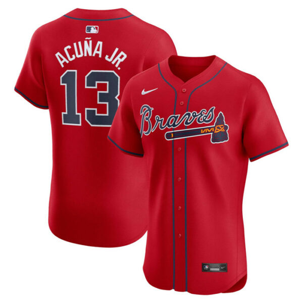 Men's Atlanta Braves Ronald Acuna Jr. Nike Red Alternate Elite Player Jersey