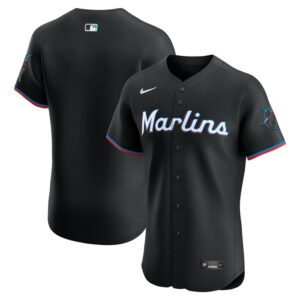 Men's Miami Marlins Nike Black Alternate Elite Jersey