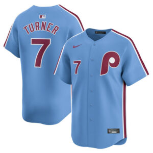 Men's Philadelphia Phillies Trea Turner Nike Light Blue Alternate Limited Player Jersey