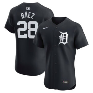 Men's Detroit Tigers Javier Baez Nike Navy Alternate Elite Player Jersey
