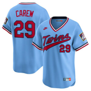 Men's Minnesota Twins Rod Carew Nike Light Blue Throwback Cooperstown Collection Limited Jersey