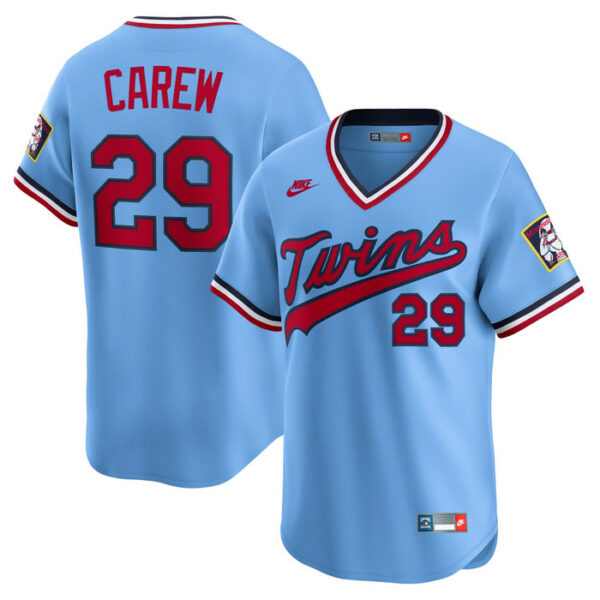 Men's Minnesota Twins Rod Carew Nike Light Blue Throwback Cooperstown Collection Limited Jersey