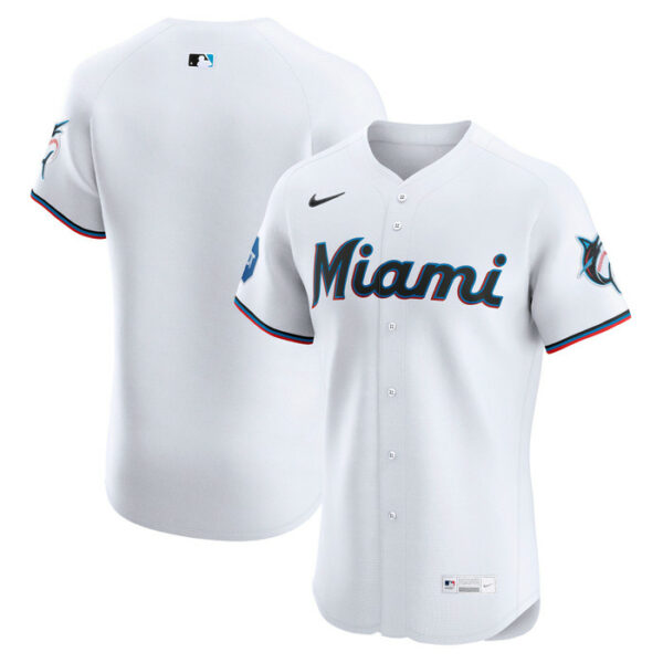 Men's Miami Marlins Nike White Home Elite Jersey