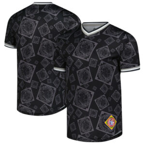 Men's Negro League Baseball Stitches Black Allover Print V-Neck Baseball Jersey