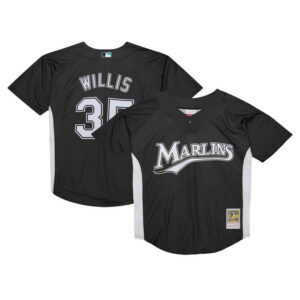 Men's Florida Marlins Dontrelle Willis Mitchell & Ness Black Cooperstown Collection 2007 Batting Practice Jersey