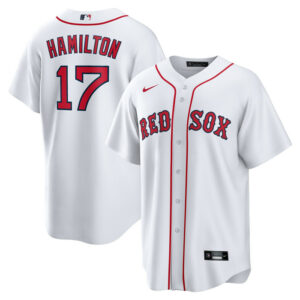 Men's Boston Red Sox David Hamilton Nike White Home Replica Jersey