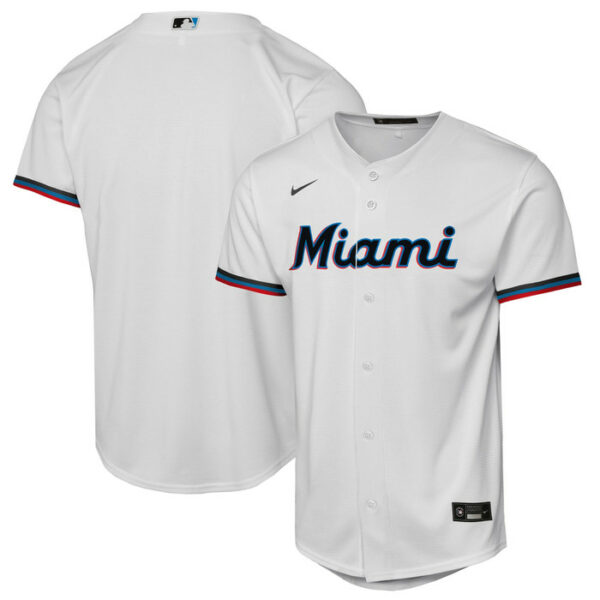 Youth Miami Marlins Nike White Home Replica 2.0 Jersey