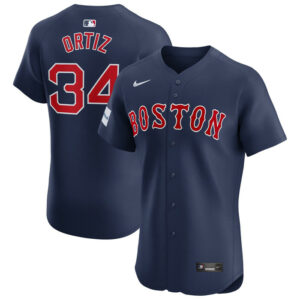 Men's Boston Red Sox David Ortiz Nike Navy Alternate Elite Sponsor Patch Player Jersey
