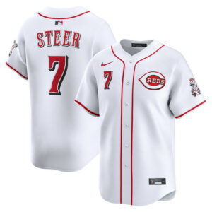 Men's Cincinnati Reds Spencer Steer Nike White Home Limited Player Jersey