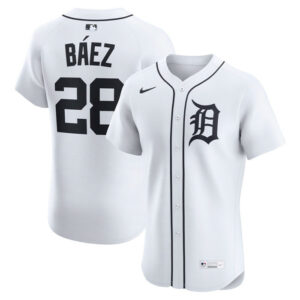 Men's Detroit Tigers Javier Baez Nike White Home Elite Jersey
