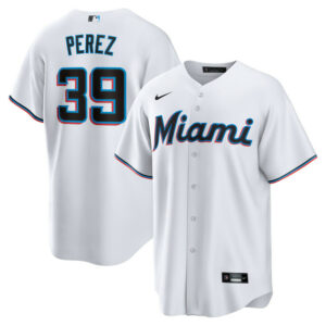 Men's Miami Marlins Eury Perez Nike White Home Replica Jersey