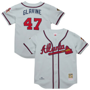 Men's Atlanta Braves Tom Glavine Mitchell & Ness Gray 1995 Throwback Jersey
