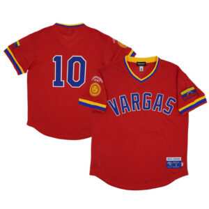Men's Vargas Campeones #10 Rings & Crwns Red Mesh Replica V-Neck Jersey