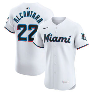 Men's Miami Marlins Sandy Alcantara Nike White Home Elite Jersey