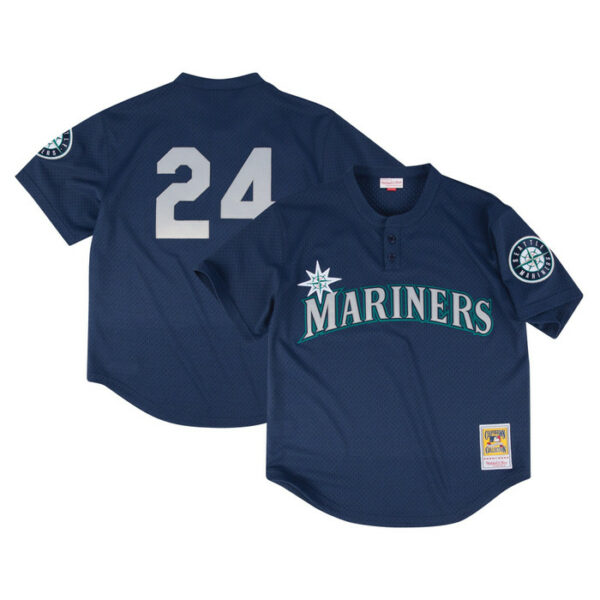 Men's Seattle Mariners Profile Navy Big & Tall Cooperstown Collection Mesh Batting Practice Jersey