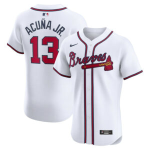 Men's Atlanta Braves Ronald Acuna Jr. Nike White Home Elite Jersey