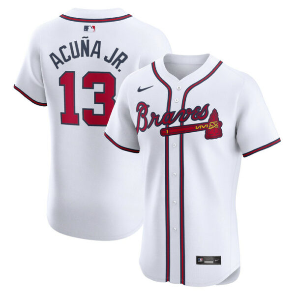 Men's Atlanta Braves Ronald Acuna Jr. Nike White Home Elite Jersey