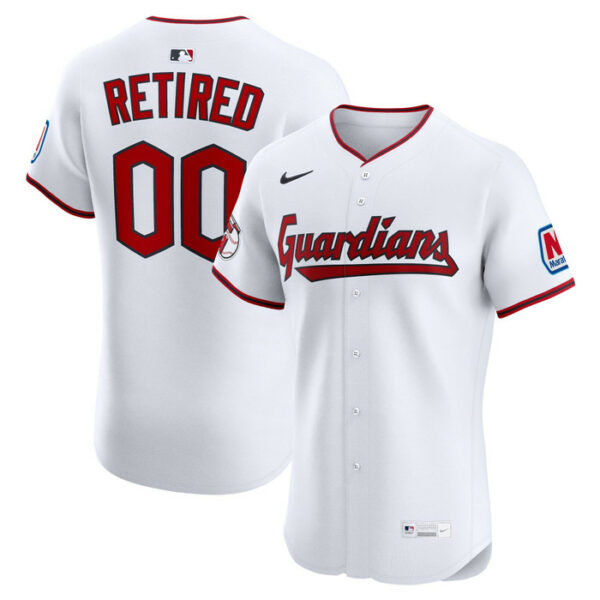 Men's Cleveland Guardians Nike White Home Elite Sponsor Patch Pick-A-Player Retired Roster Jersey